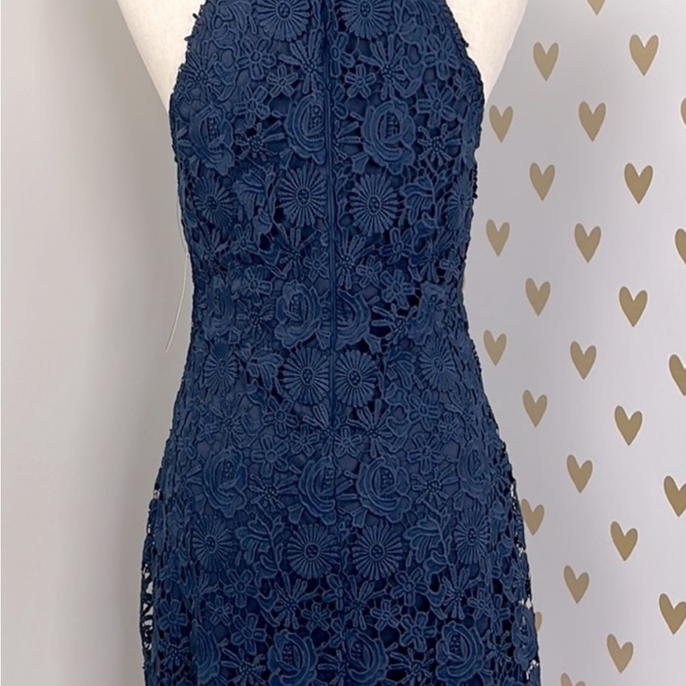Lulus Love Poem Navy Blue Lace Mini Dress